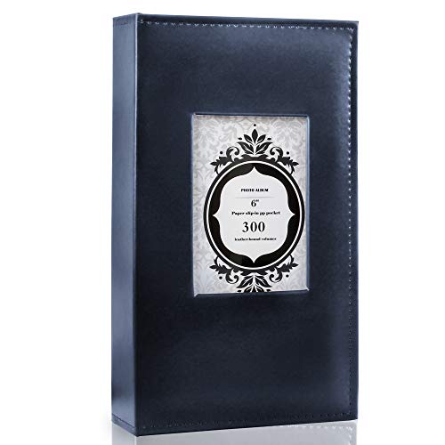 fazhongfa Photo Album 4x6 300 Photos Small Scrapbook Leather Cover Picture Album Recollections Photobook Memo Photo Books for Graduation and Wedding Anniversary Acid Free Photo Albums (Blue)