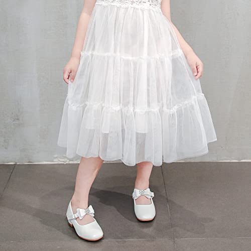 Girls Dress Shoes High Heels White Toddler Mary Jane Shoes For Girls First Communion Wedding Party Flower Girl Shoes For Kids Size 9(3202White 9) #TOP2