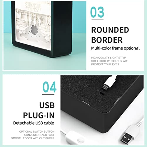 Alabohuke Papercut Light Boxes, 3D Paper Carving Lamp, Shadow Lamp Night Light Paper Light Box, Stranger Light Things, Decor Light Of 3D Shadow Box, Birthday Wedding Gift #TOP4