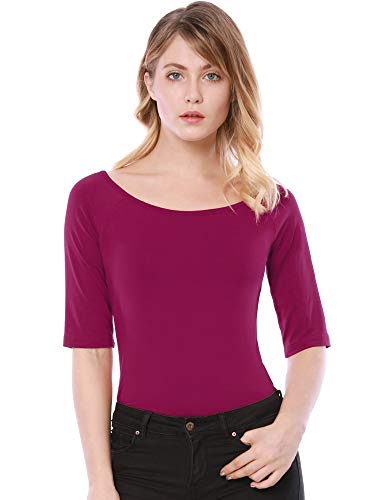 T-shirt de Noël pour femmes doux fuchsia coupe ajustée à demi-manches