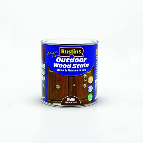 Rustins Quick Dry Outdoor Wood Stain 250ml Satin Medium Oak