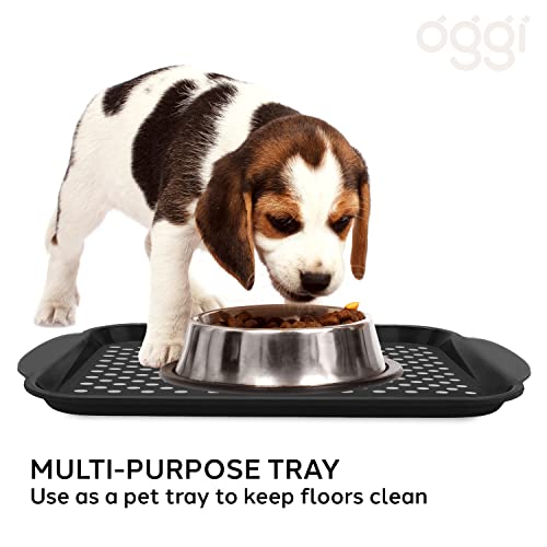 image for Oggi OGGI Anti Slip Serving Tray with Handles- Black Rectangle Tray - 