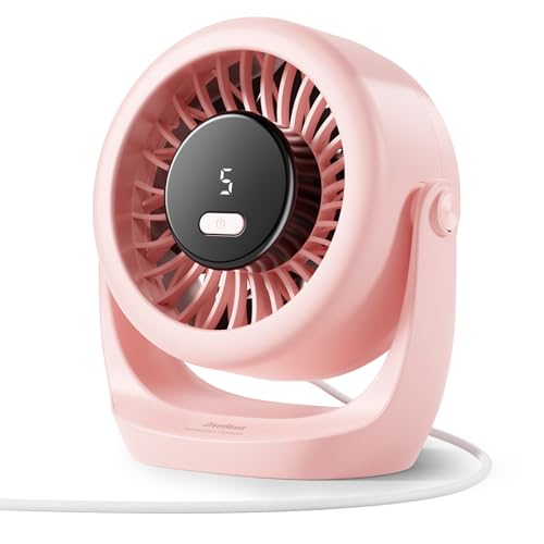 Diveblues USB Desk Turbo Fan, Ultra-Quiet Mini Desk Fan, Powerful Wind, LED Display, 5 Speed, 360° Rotating Small Portable Fan for Home, Office and Outdoor Cool Tech Gadgets - TurboBreeze by Diveblues - Used condition - US$18.13