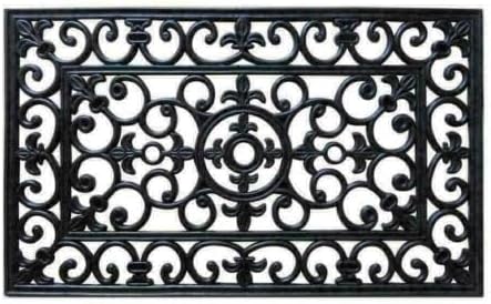 B&H Rubber Door Mat Heavy Duty Indoor & Outdoor Use Large Wrought Iron Door Mat