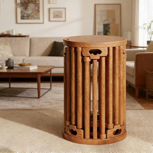 Juego de 6 taburetes apilables de madera, 6 en 1, sin instalación, mesa auxiliar apilable para cafetería, bar, estudio, jardín