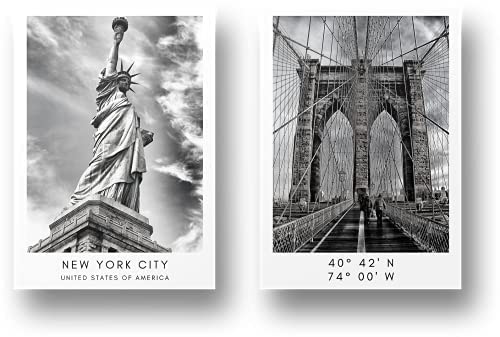 Freyheit | Premium Poster Set | stilvolles 2er-Set mit passenden Bildern in schwarz-weiß | 2 Stück in DIN A4 (21x30cm) oder DIN A3 (30x42cm) | ohne Bilderrahmen » Städte « (New York, A3)