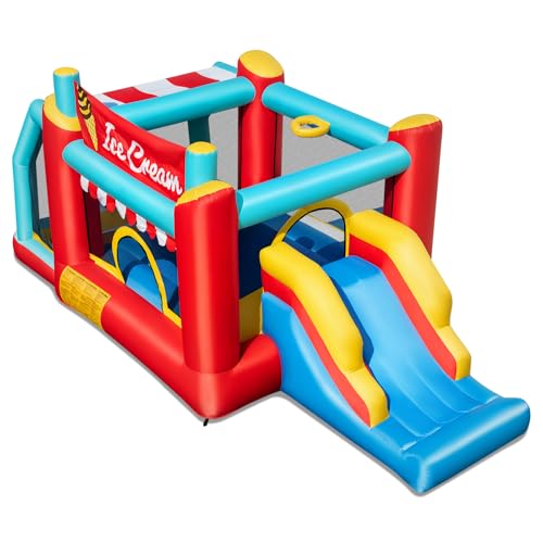 COSTWAY Kids Bouncy Castle, Inflatable Bounce House with Slide, Basketball Hoop, Ring Toss & Ball Pit, Children Blow Up Trampoline Jumper for 3-10 Years Old COSTWAY Kids Bouncy Castle, Inflatable Bounce House with Slide, Basketball Hoop, Ring Toss & Ball Pit, Children Blow Up Trampoline Jumper for 3-10 Years Old