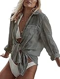 beach shirt dress Leinen Polyester Material, Button Down Hemdblusen Tops mit Kragen Design