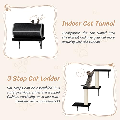 NUNU LAB Set de repisas para gatos 7 en 1 negro miniatura 5