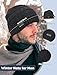 Senker Fashion Winter Beanie Hat Scarf and Touchscreen Gloves Set for Men, Warm Knit Skull Cap with Fleece Lined Gifts Black