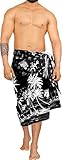 LA LEELA Men Beach Wrap Sarong Cover Ups Swimsuit Tie Lungi One Size Black_T411