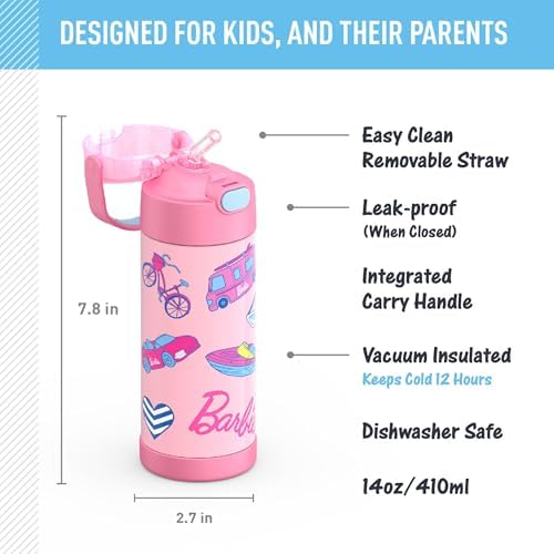 THERMOS FUNTAINER Water Bottle with Straw, 14oz, Barbie - View 4