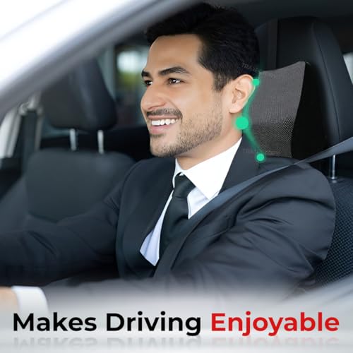 Image of Trajectory Car Seat Headrest with ADVANCEDX Memory Foam & GRIDMATRIX Fabric - Ergonomic Neck Pillow for Ultimate Support, Neck Pain Relief, Breathable & Washable Cover - Ideal for Men & Women