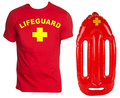 Lifeguard Schwimmboje Kostüm Rettungsschwimmer 2 teilig Set T-Shirt ROT Gr.XL