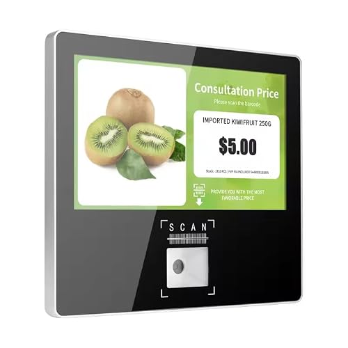 11.6 inch Android PC Price Checker Wall Mounted with QR Code Reader, Price Checker, Touch Screen Kiosk, Ethernet WiFi POS Terminal