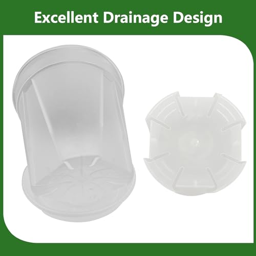YALIOURS Transparente Pflanztöpfe für Pflanzen, 10/12/15/18cm Blumentöpfe aus Kunststoff mit Abflusslöchern, 8er-Pack Gartentöpfe, Saat-Starter-Töpfe mit Tablett und 10 Pflanzenetiketten