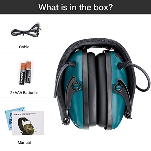 Awesafe Electronic Shooting Earmuffs Ear Hearing Protection Headphones For Shooter Gun Range Noise Reduction Sound Amplification (Blue) #TOP5
