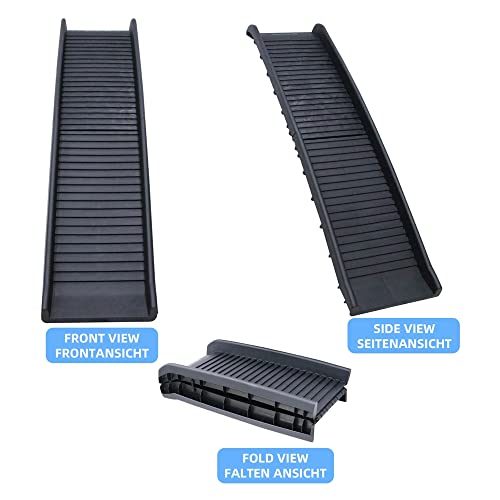 Melko Hunderampe 157,5 x 39,5 x 8,5 cm Kunststoff Hundetreppe mit Anti-Rutsch-Belag, klappbar