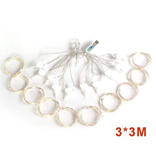 DECDEAL Luzes de fio de cortina de LED 300pcs, luz de fio de fada de controle remoto, lâmpada de cor
