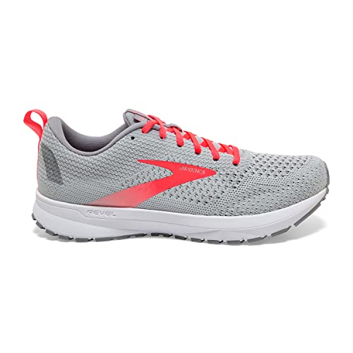 Brooks Brooks Women's Revel 4 Running Shoe - Oyster/Alloy/Fiery Coral - 5.5