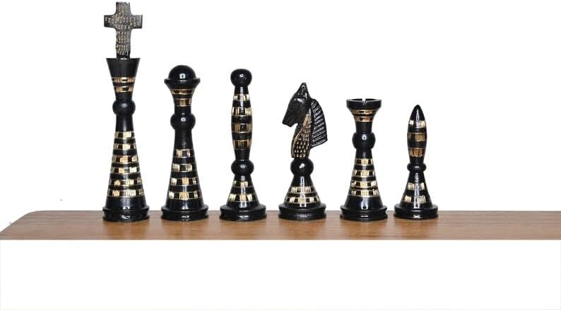 The Exquisite Carved Brass Metal Chess Set | Solid Metal Combo Chess Pieces & Metal Brass Board Luxury Chess Set | Chess Set for Coffee Table image 4