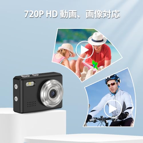 SACCONNECT miniカメラ デジタルカメラ 小型デジタルカメラ スマホに送れる 固定焦点 約100万画素 720P HD 動画 0.96インチ液晶画面 USB Type-C Android microSDカード コンパクト 軽量 初心者向け 子供 (ブラック) SMC01-BK