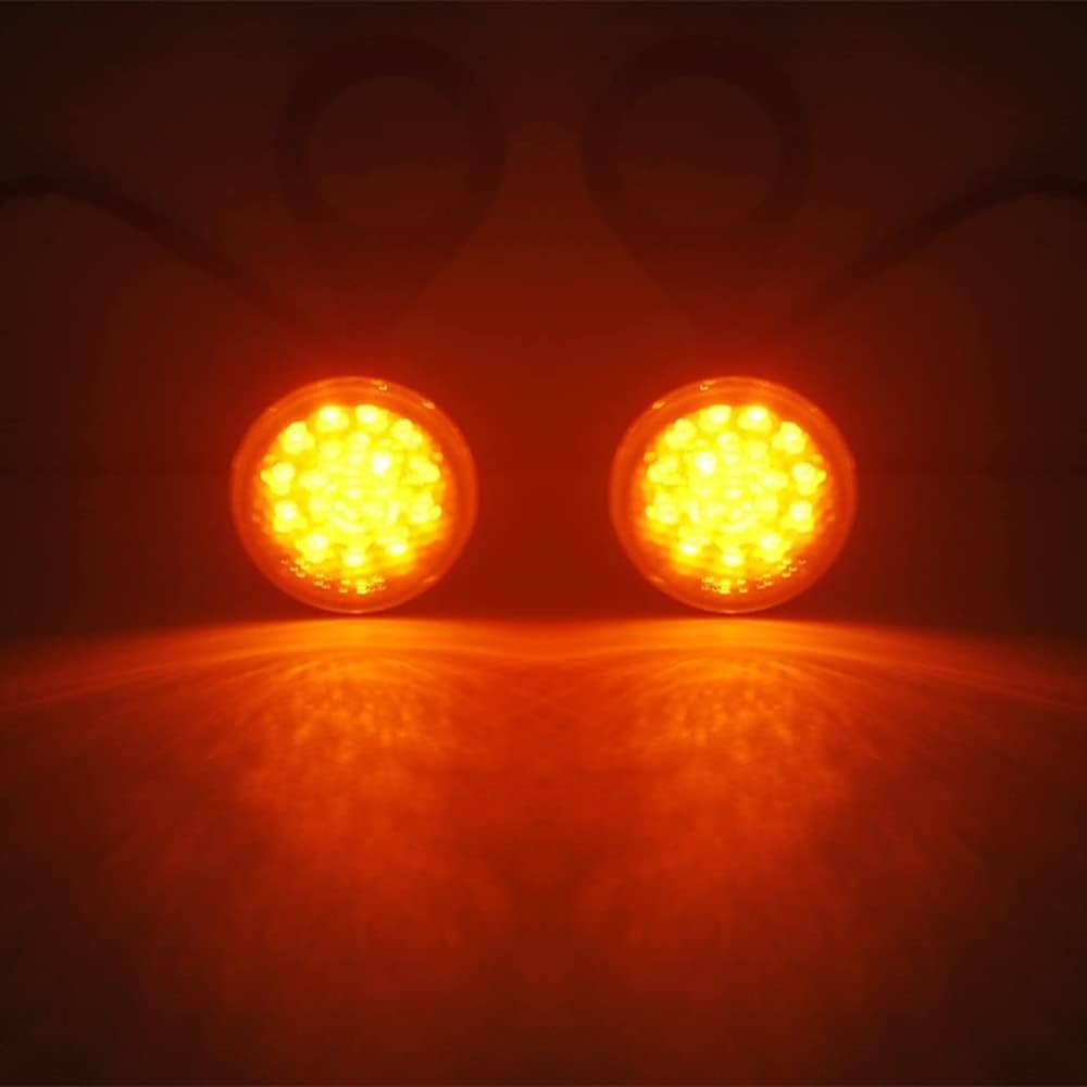 4Pcs Motorcycle Front Rear Fork Clamp LED Turn Signal Lights Compatible with Harley Davidson and Black Housing 41mm Indicator Lamps Replace