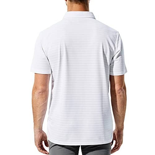 Mier Men's Golf Polo Shirts Short Sleeve Dry Fit Soft Lightweight Collared Shirts Performace Wicking Tennis Tops, White, S #TOP5