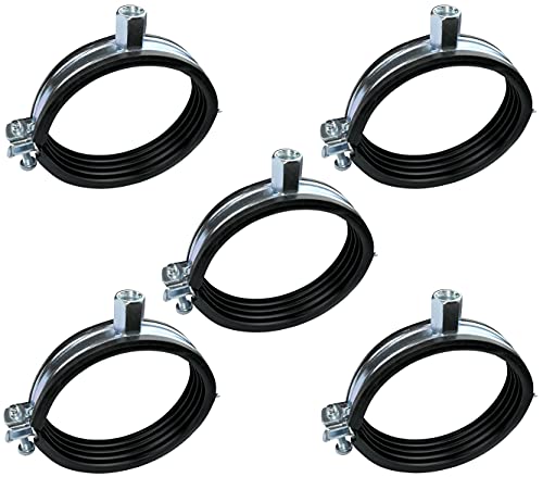 AERZETIX - C49873 - Lot de 5 Collier isophonique -support fixation avec joint - pour tuyau Ø 3'' - DIN EN 10111 - en acier zingué - à visser М8/M10