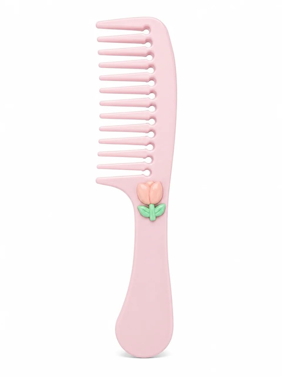 Cute Wide Tooth Hair Comb for Women & Girls, Anti Static Detangling Comb for Curly Thick Wet Dry Hair Styling Pink Comb (Pink)-image-49