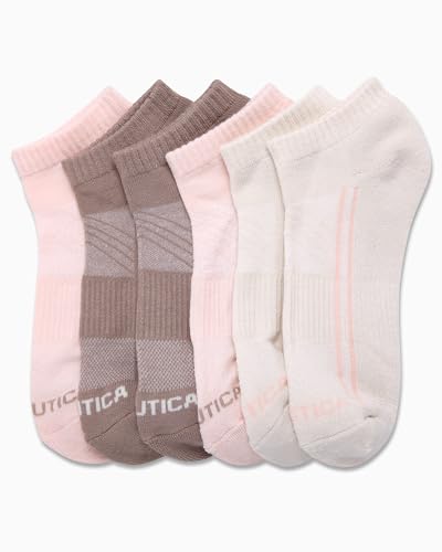 Image of Nautica Womens No Show Socks Moisture Wicking Athletic Low Cut Socks 6 Pack | Moisture Wicking Dri-Motion Fabric, Cushioned Key Areas, Banded Arch Support, No Show Low Cut, Shoe Size 4-10