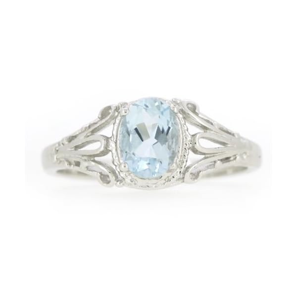 BL Jewelry Filigree Sterling Silver Oval Cut Natural Aquamarine Ring (3/4 CT.T.W) in Vintage Style (6)