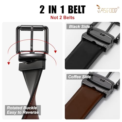 JASGOOD Men's Belt, Reversible Leather Belts for Men for Dress Pants, One Reverse For 2 Sides Casual Belt2