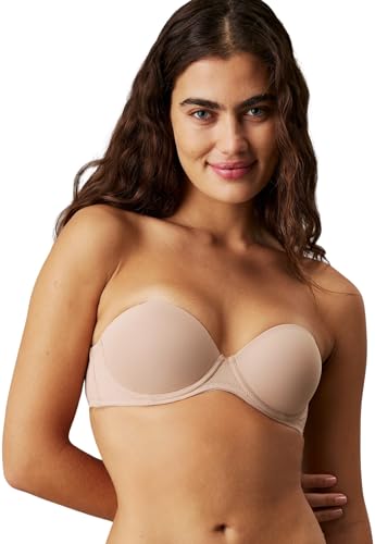 Calvin Klein Damen Trägerloser BH Strapless Push Up Stretch, Beige (Sand...