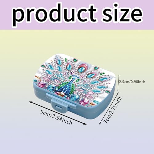 Image of ARTopet Diamond Art Painting Mini Storage Box with 6-Grid Creative Design Compact Portable Small Case for Purse Travel Daily-Peafowl