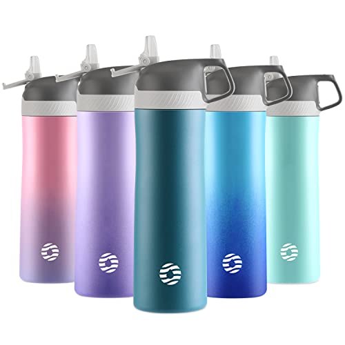 Feijian Insulated Water Bottle,20Oz Stainless Steel Double Wall Vacuum Bottles With Straw Lid, Leak-Proof Bpa-Free Thermos For Hot & Gold Drinks Flask, School Sports Travel Camping (Green) #TOP1