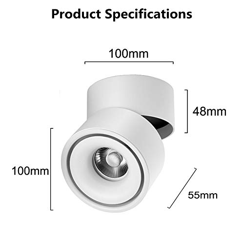 Image of LED Ceiling Spotlight-Indoor 360Adjustable Surface Mounted 10W COB Ceiling Downlight-Wall Lamp for Picture Background Wall Display Lighting(White,4000K Natural Light)