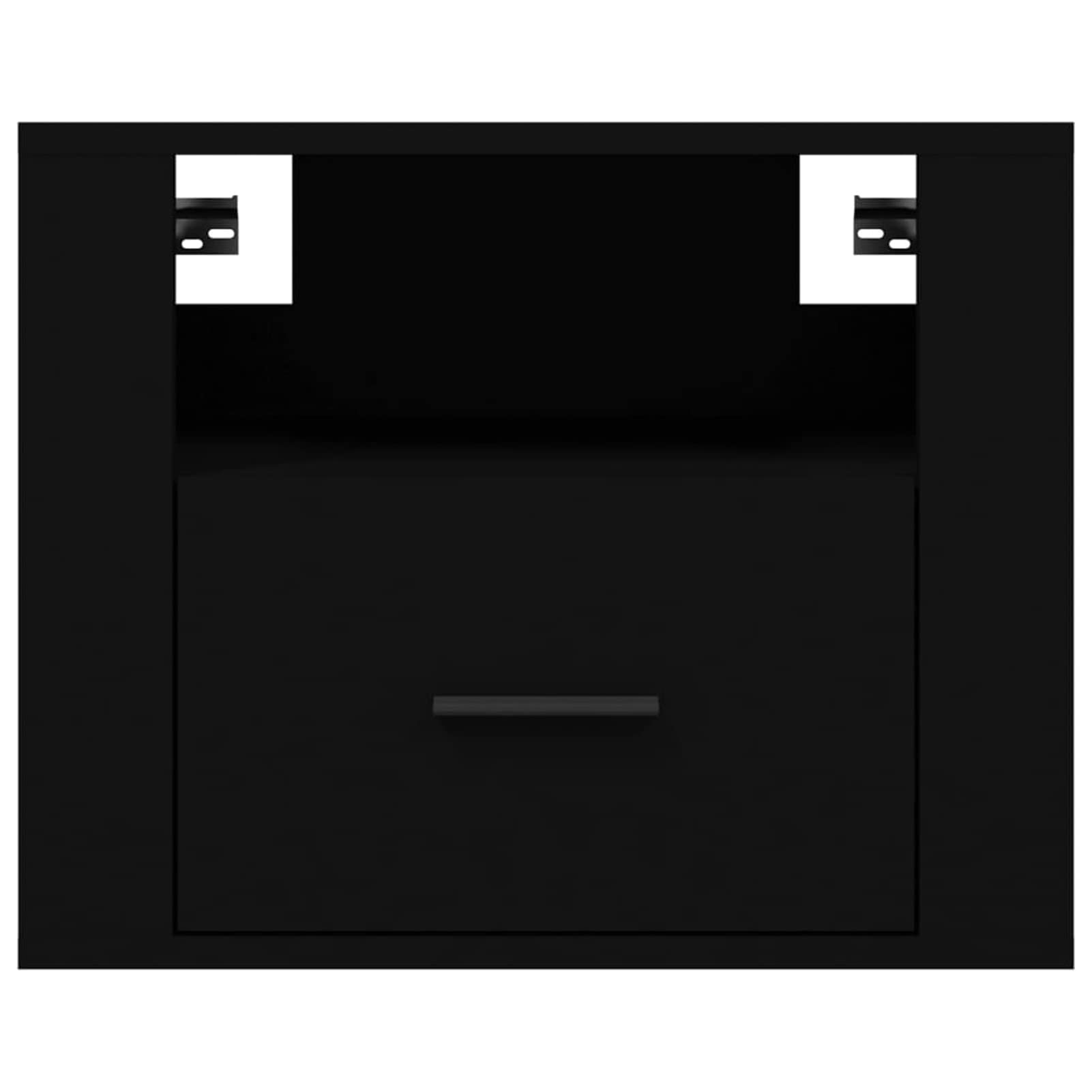 Gecheer Comodino da parete, nero, 50 x 36 x 40 cm, tavolino galleggiante con cassetto e mensola, comodino armadio laterale sospeso supporto per telefono per camera da letto, soggiorno