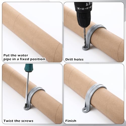 Image of Demissle PVC Conduit Clamp 2 Hole Straps Heavy Duty Grey Plastic Conduit Strap U Clip Mounting Bracket for Cables(50 Pcs,2 Inch)