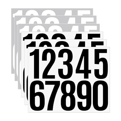 6 Sheets 3 Inch House Numbers for Outside, Vinyl Waterproof Sticker Black Number Stickers,Address Numbers for House Mailbox Door