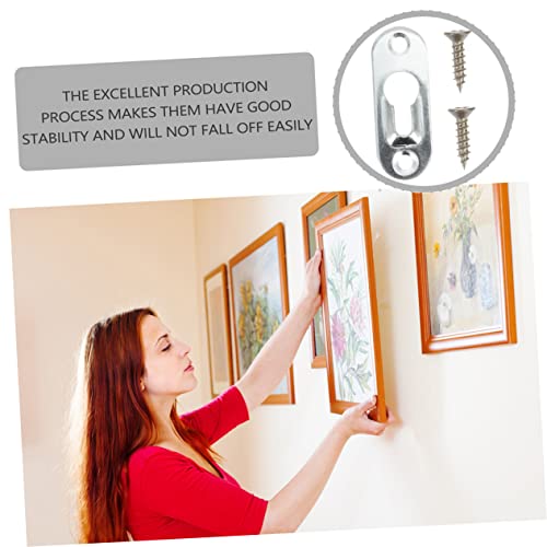 Image of Mirror Hanging Hardware 50pcs Picture Frame Hangers Keyhole Hangers with Brackets Strong Metal Construction
