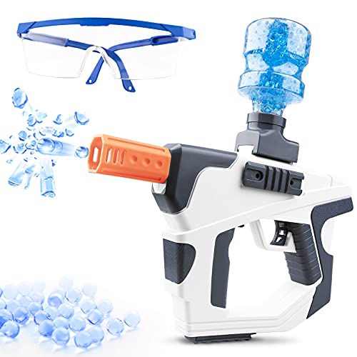 Splatter Gel Ball Blaster Toys, Automatic Blasters with 10000 Water Beads and Goggles Shoots up to 65Ft for Outdoor Backyard Activities, Toy Gift for Kids, Adults, Boys and Girls Ages 12+ (Blue)