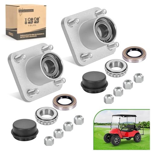 10L0L Golf Cart Front Wheel Hub Assembly with Hub Bearing/Oil Seal/Dust Cover for EZGO PDS&TXT/Medalist Gas & Electric 2001.5-2013,Replace OEM# 70895G01,L44643(Pack of 2)