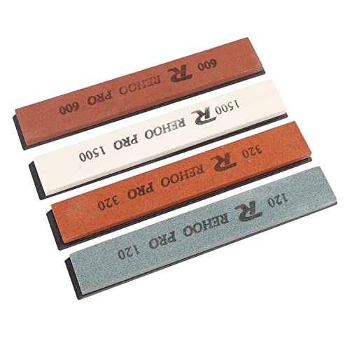 Set de piedra de afilado de cuchillo 4pcs Multi Grit 120 320 600 1500 Kit de afilado profesional para cuchillos de cocina Paradas de cinceles ejes s 269g