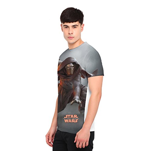 Image of Star Wars Mens Polyester Printed Round Neck Short Sleeves Tshirt - Grey (STWR0021)