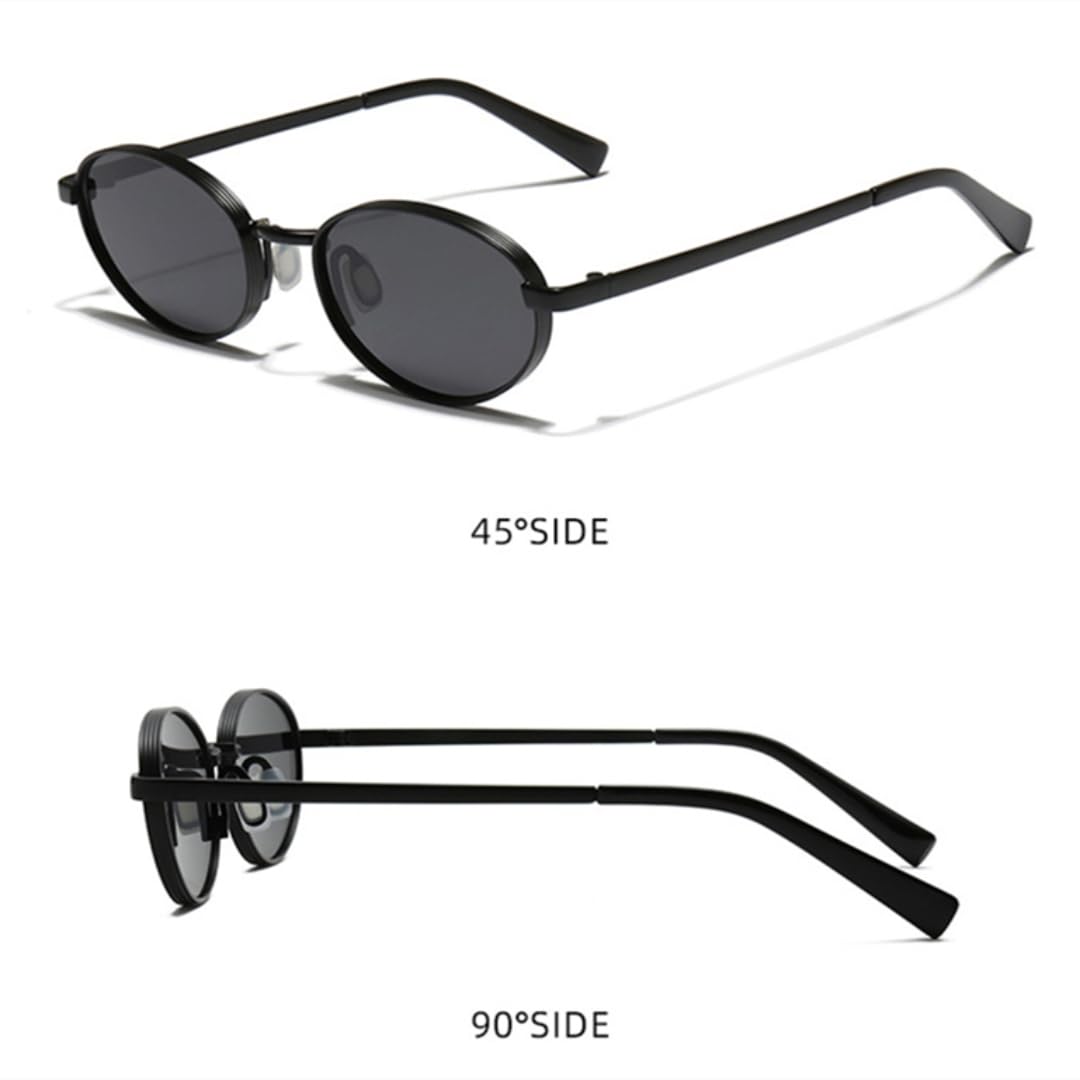 Ovale Sonnenbrille aus Metall, Damen, modische Bonbonfarben, UV400-Schutz, Retro-Punk-Stil, Herren-Sonnenbrille für draußen