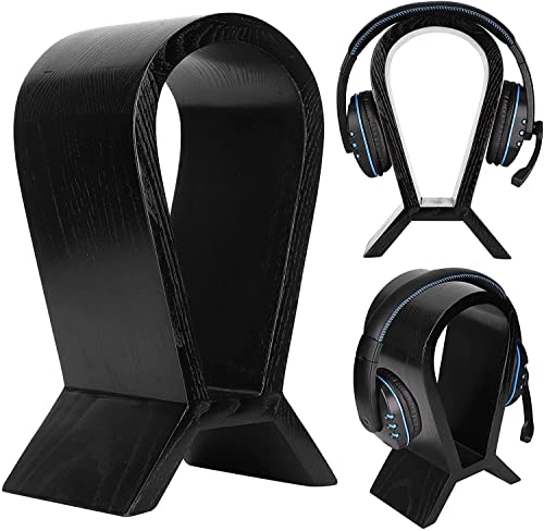 Headset Stand Headphone Stand Wooden Earphone Stand Gaming Headphone Display Holder Classical Headset Stand Craft For Headset Cable,Mobile Phone Headset Holder Headphones Holder ( Color : Black ) #TOP1