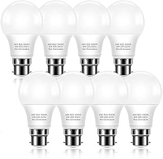 Bonnov B22 LED Bulbs, 900lm A60 Bayonet Light Bulb, 9W Equivalent to 60W Incandescent Lamp, Warm White 3000K LED Bulb, Non-dimmable, Energy Saving Light Bulb, Pack of 8