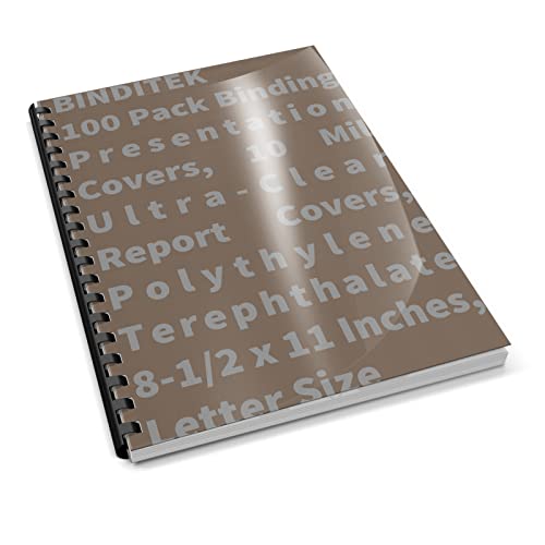 Binditek 100 Pack 12 Mil Plastic Binding Presentation Covers,Ultra Clear Binding Front Covers,8-1/2 X 11 Inches Report Covers,Letter Size,Square Corners,Un-Punched #TOP5