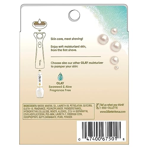 Gillette Venus Radiant Skin Pearl Powder Olay razor moisturizer refills, 4ct, White